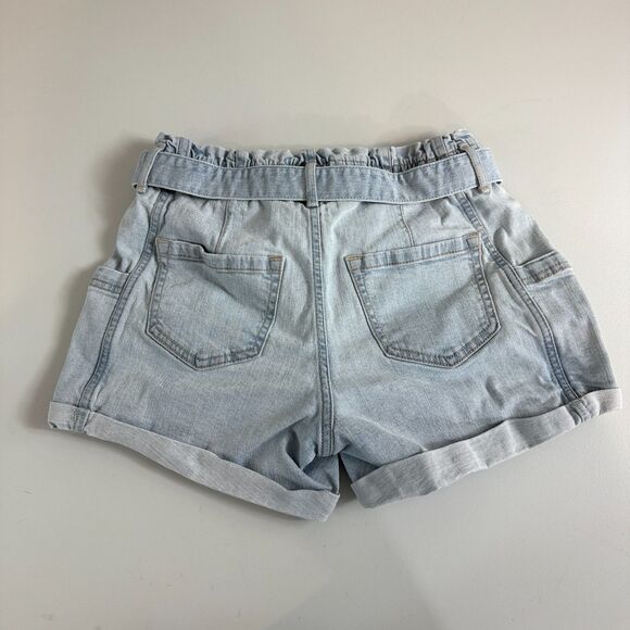 Abercrombie Kids High-Rise Paperbag Waist Shorts Light Blue Denim Size 13/14 - Picture 2 of 11